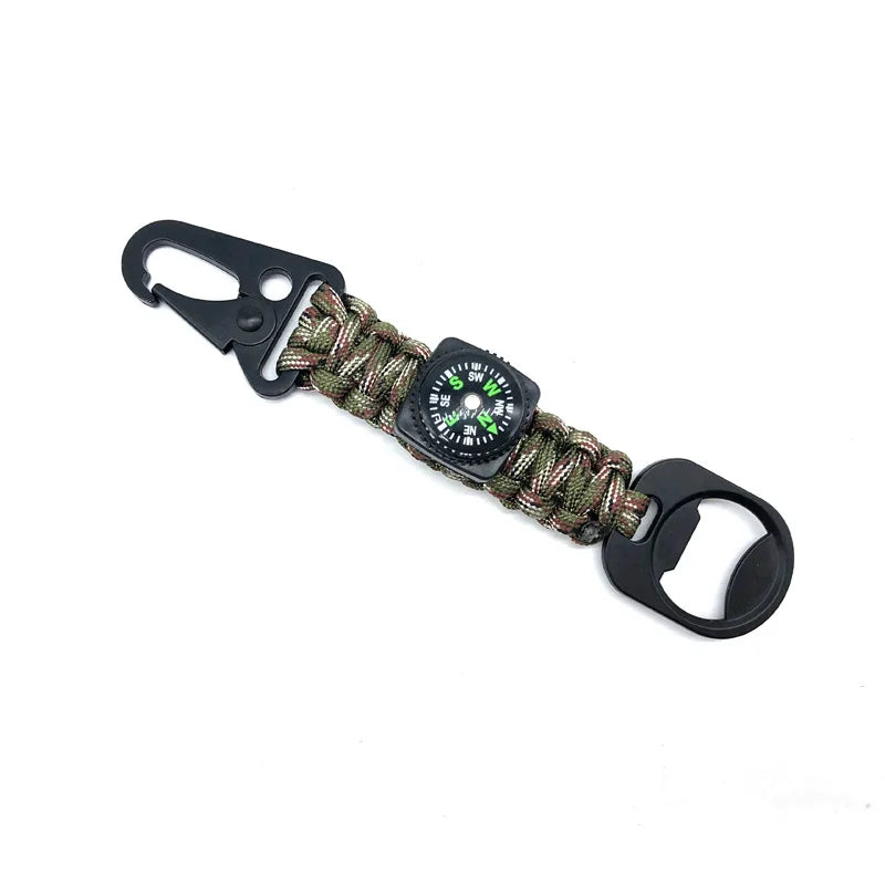 Outdoor 4 in 1 EDC Tool Survival 550 Nylon Paracord Keyrings Buckle for Pants With Compass and Bottle Opener