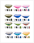 WOQI Wholesale  Outdoor Nylon  Portable Camping Hammock with Mosquito Net  Swings Strap Hook Double Hammock