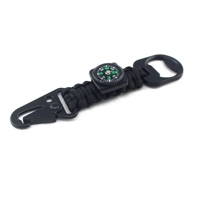 Outdoor 4 in 1 EDC Tool Survival 550 Nylon Paracord Keyrings Buckle for Pants With Compass and Bottle Opener