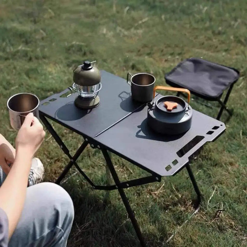 Portable Stainless Steel Panel Folding Dining Table Lightweight Foldable Outdoor Multi-Function One-Second Setup