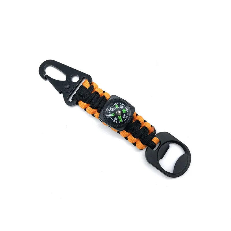 Outdoor 4 in 1 EDC Tool Survival 550 Nylon Paracord Keyrings Buckle for Pants With Compass and Bottle Opener