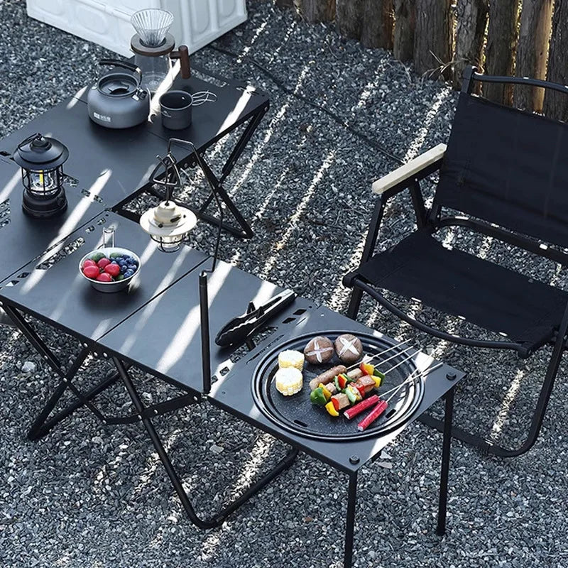Portable Stainless Steel Panel Folding Dining Table Lightweight Foldable Outdoor Multi-Function One-Second Setup