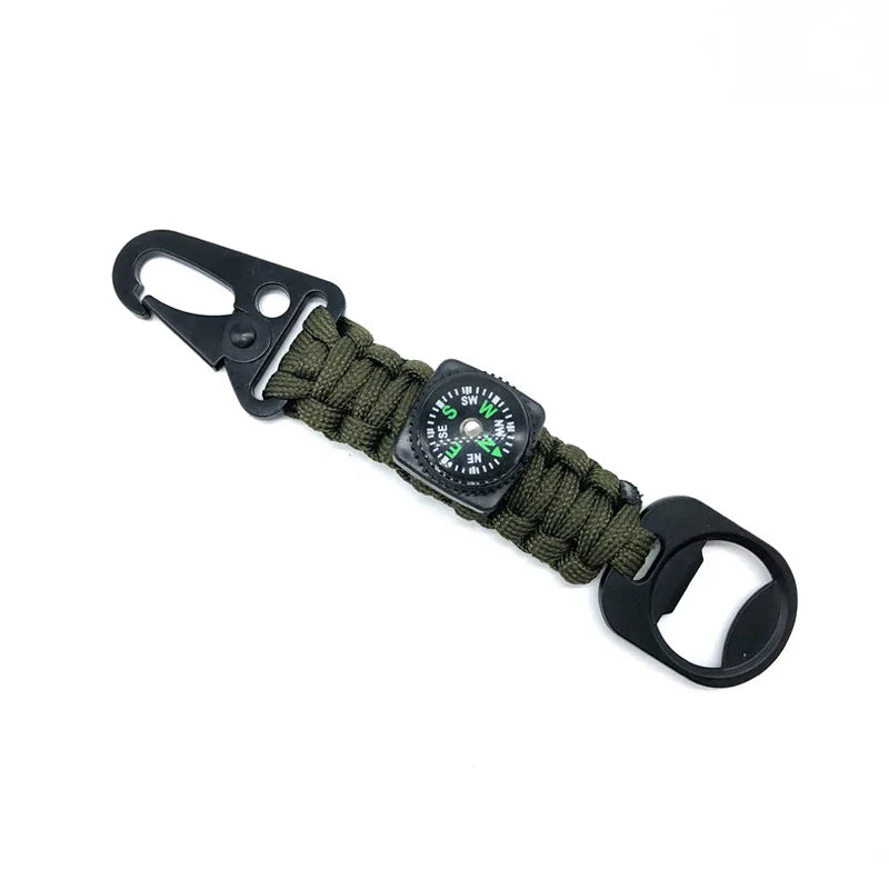 Outdoor 4 in 1 EDC Tool Survival 550 Nylon Paracord Keyrings Buckle for Pants With Compass and Bottle Opener