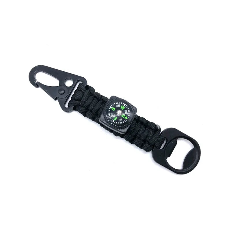 Outdoor 4 in 1 EDC Tool Survival 550 Nylon Paracord Keyrings Buckle for Pants With Compass and Bottle Opener