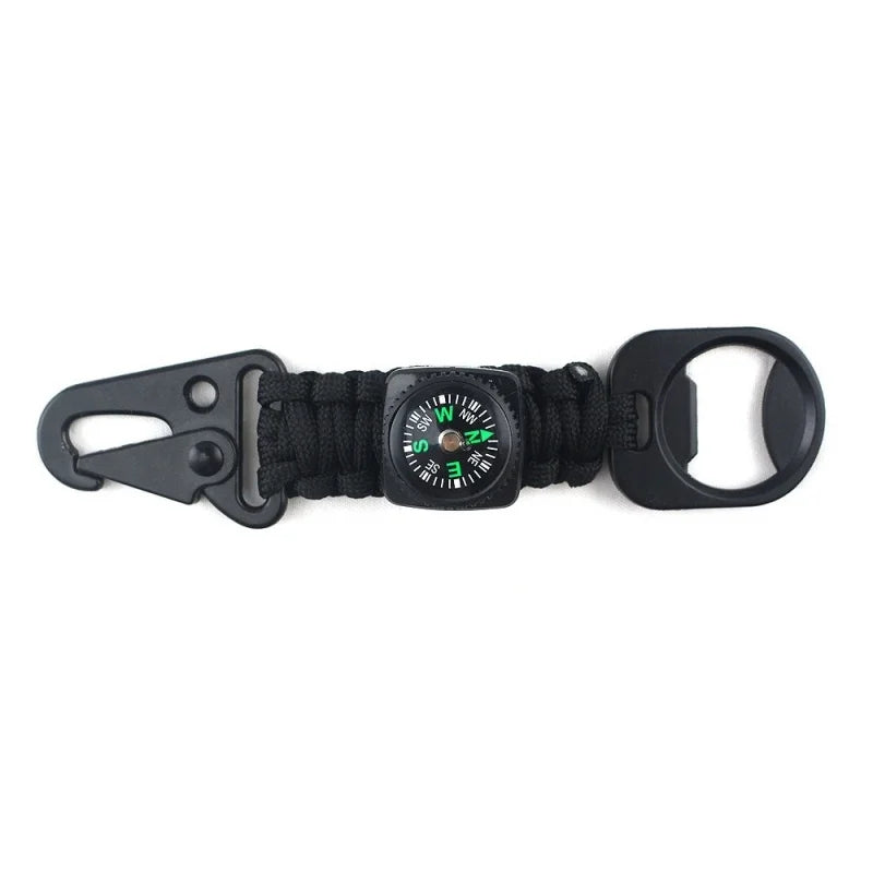 Outdoor 4 in 1 EDC Tool Survival 550 Nylon Paracord Keyrings Buckle for Pants With Compass and Bottle Opener