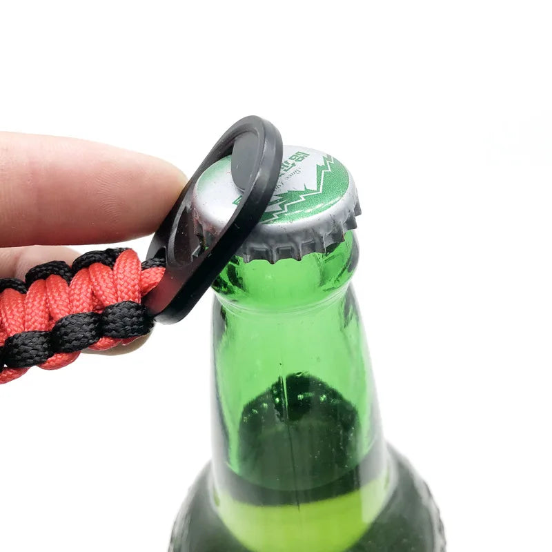 Outdoor 4 in 1 EDC Tool Survival 550 Nylon Paracord Keyrings Buckle for Pants With Compass and Bottle Opener