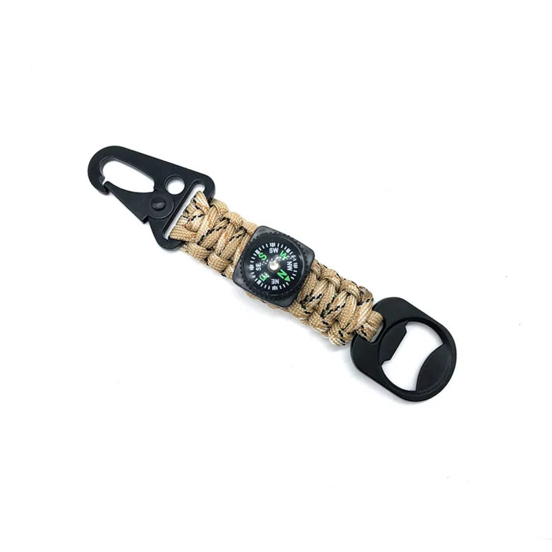 Outdoor 4 in 1 EDC Tool Survival 550 Nylon Paracord Keyrings Buckle for Pants With Compass and Bottle Opener