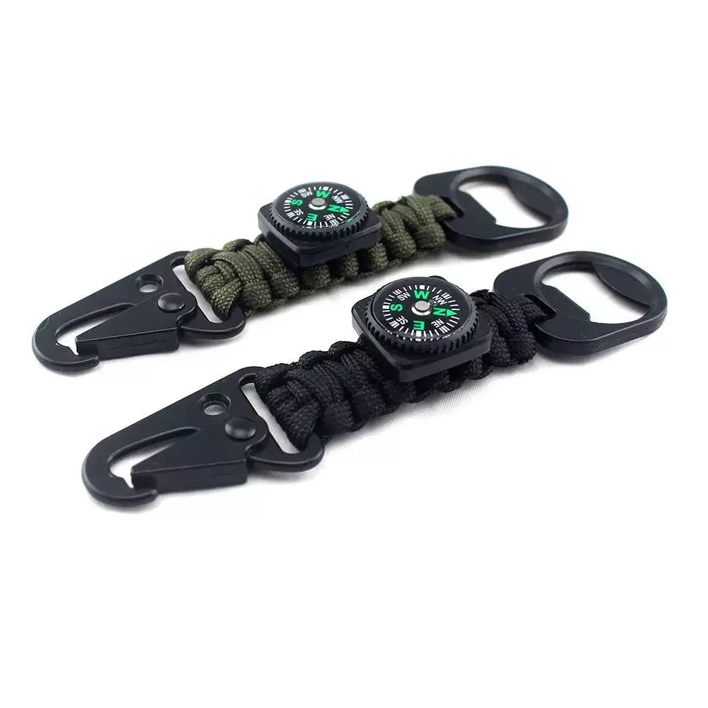Outdoor 4 in 1 EDC Tool Survival 550 Nylon Paracord Keyrings Buckle for Pants With Compass and Bottle Opener