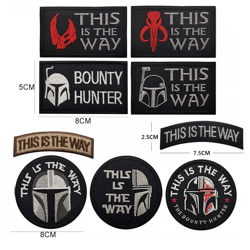 This Is The Way Art Patch Funny Mandalorian Tactical Badges Fabric Applique Embroidered Patch with Hook and Loop on Backpack