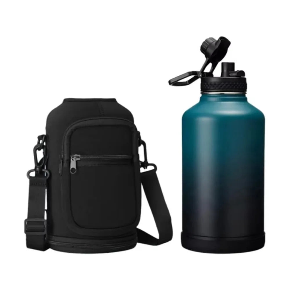 Portable Water Bottle Bag Large Capacity with Adjustable Shoulder Strap Cup Insulated Protective Cover for 64/128OZ Space Cup