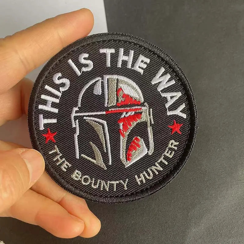 This Is The Way Art Patch Funny Mandalorian Tactical Badges Fabric Applique Embroidered Patch with Hook and Loop on Backpack