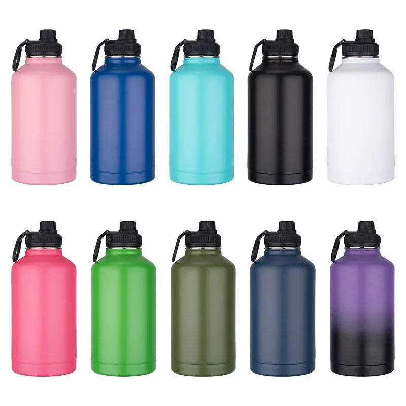 Printed logo 64oz 304 stainless steel insulated cup outdoor portable large capacity vacuum sports kettleCorporate custom gift
