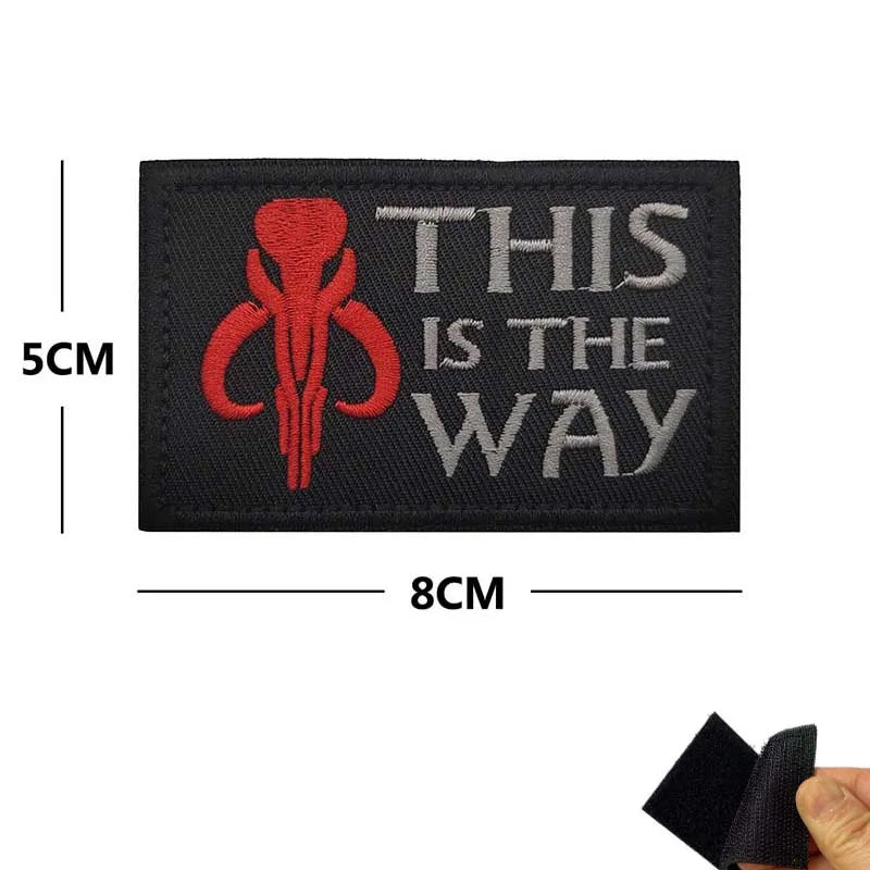 This Is The Way Art Patch Funny Mandalorian Tactical Badges Fabric Applique Embroidered Patch with Hook and Loop on Backpack