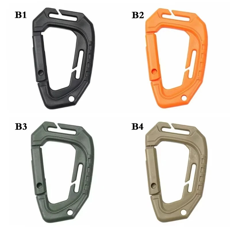 1PC Heavy-Duty D-Type Tactical MOLLE Quick-Release Hook Plastic Steel Hanging Buckle Clip for Outdoor Camping Hiking Backpacking