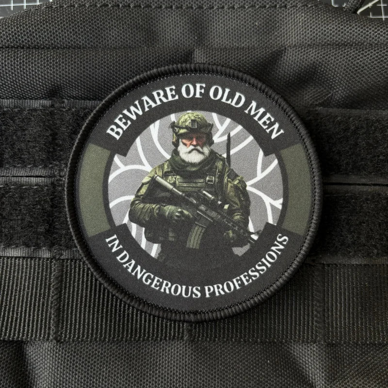 Army Beware of Old Men Tactical Patch Printing Patches Hook and Loop Soldier Morale Badge Military Armband Backpack Sticker