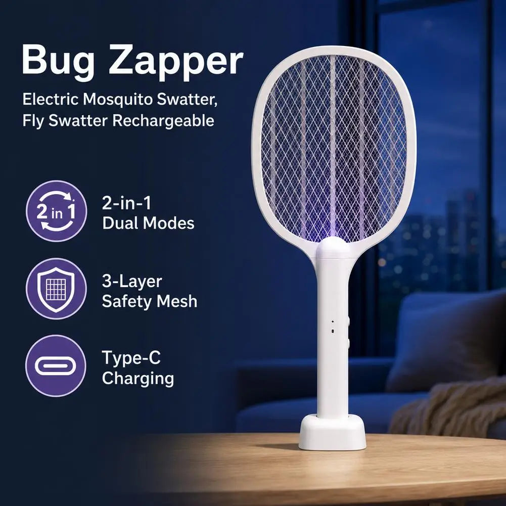 Mosquito Swatter USB Chargeable Mosquito Trap Flying Insect Repellent Electric Mosquito Swatter Lamp Mosquito Repellent