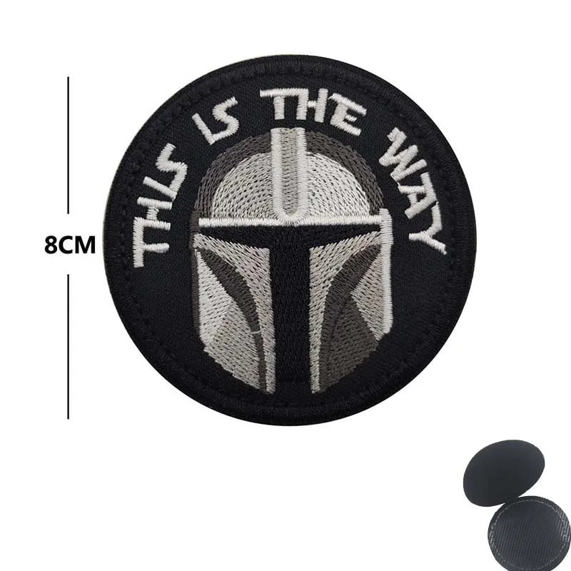 This Is The Way Art Patch Funny Mandalorian Tactical Badges Fabric Applique Embroidered Patch with Hook and Loop on Backpack