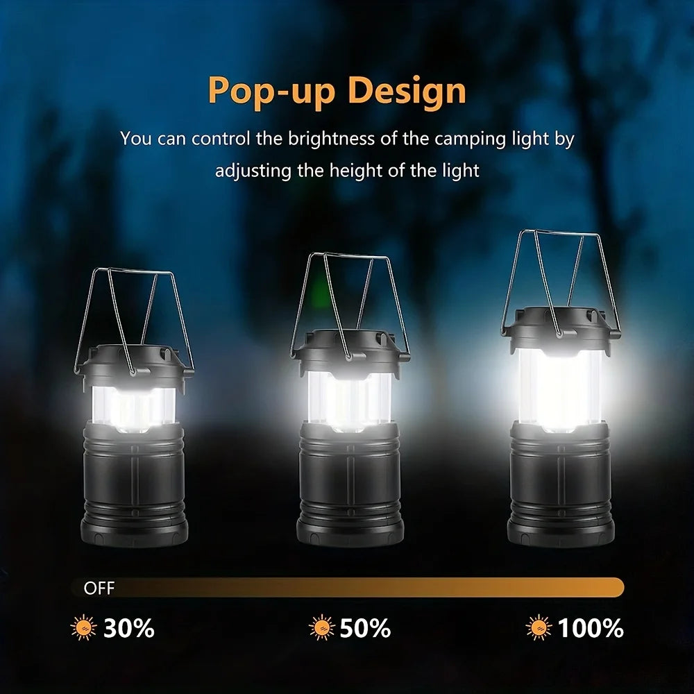 Portable Camping Lantern – 3×AAA Battery Powered LED Tent Light for Outdoor Hiking, Camping, Emergency & Home Use – Compact Fold