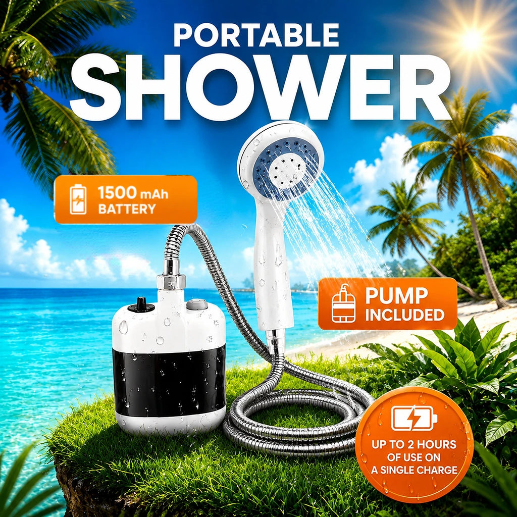 Portable Camping Shower USB Rechargeable Electric Pump Shower Head Outdoor Travel Car Washing Pet Cleaning Bathing Device