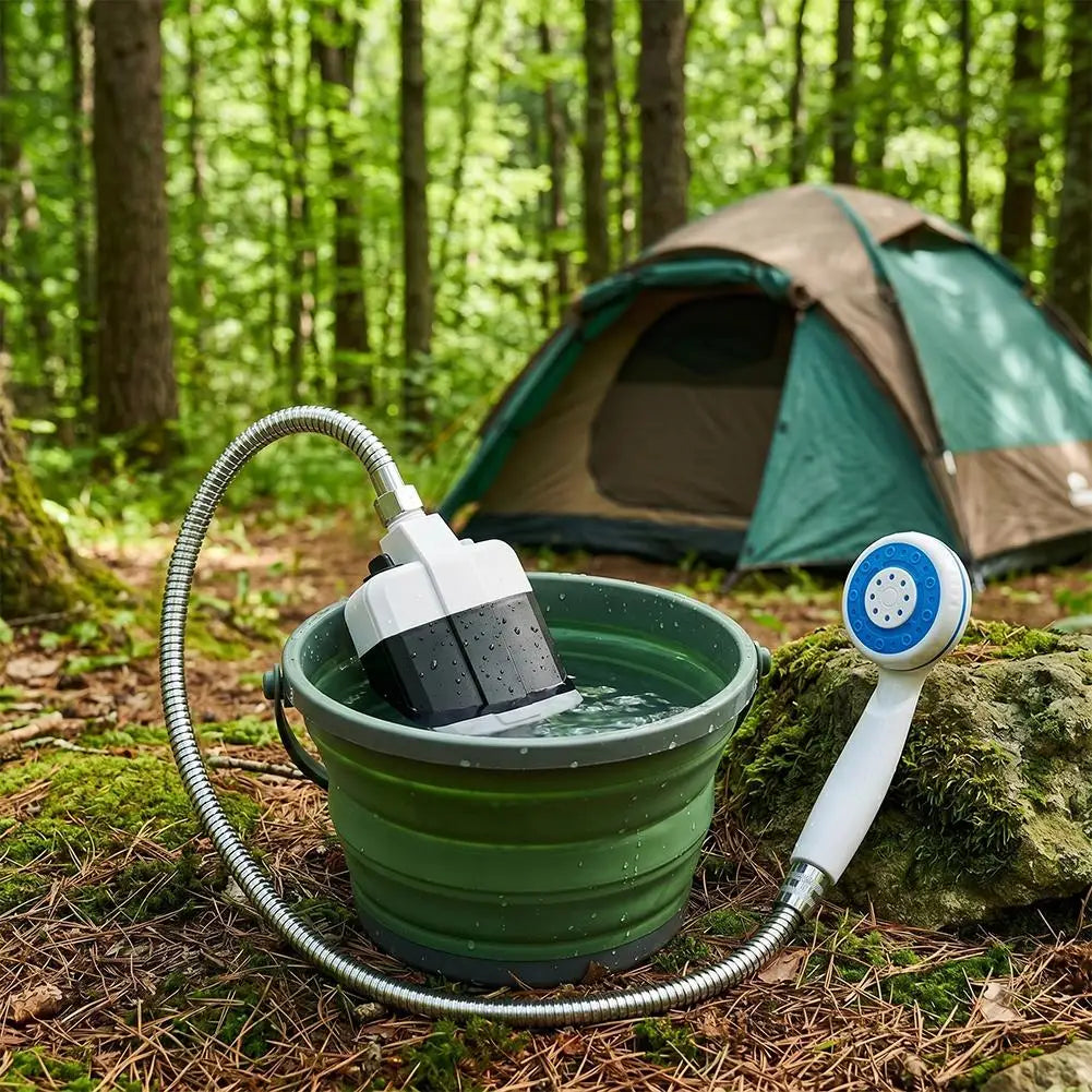 Outdoor Camp Shower Kit USB Rechargeable Electric Shower Portable Lightweight Design For Camping Travel Pet Car Washing Use