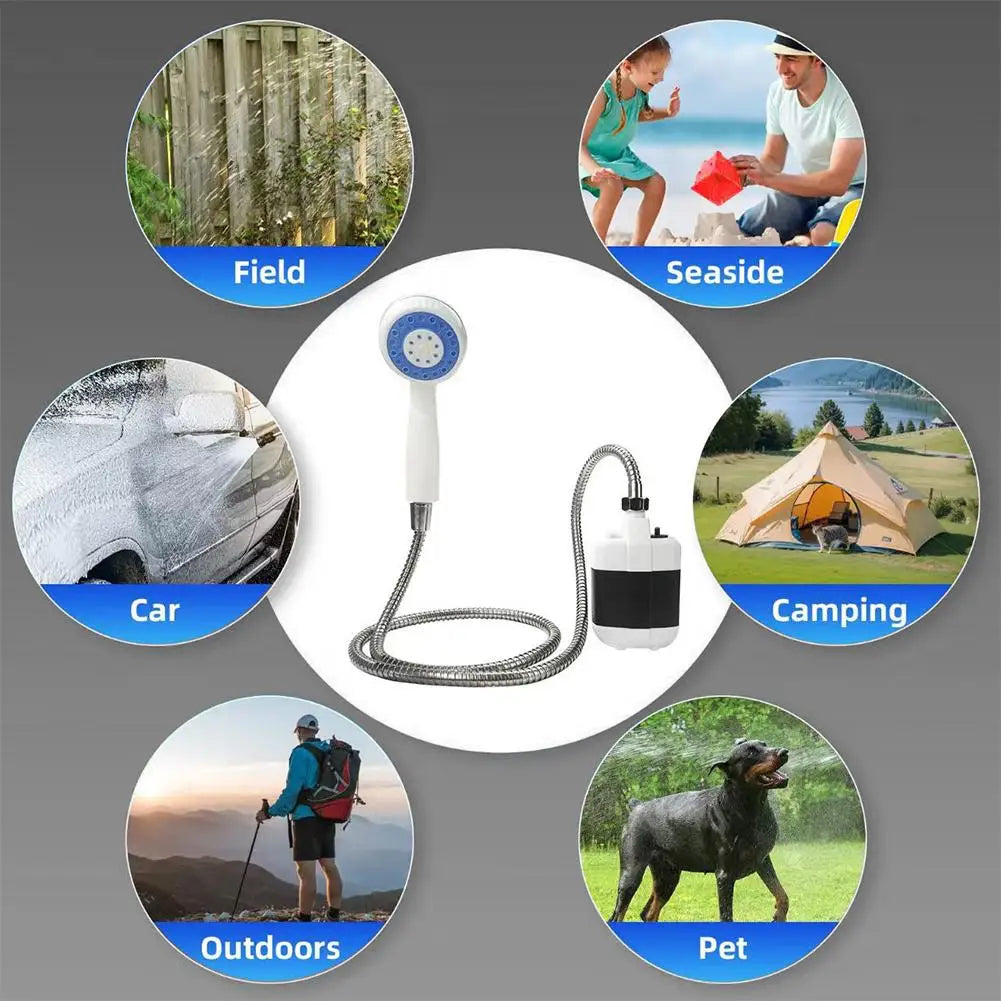 Outdoor Camp Shower Kit USB Rechargeable Electric Shower Portable Lightweight Design For Camping Travel Pet Car Washing Use