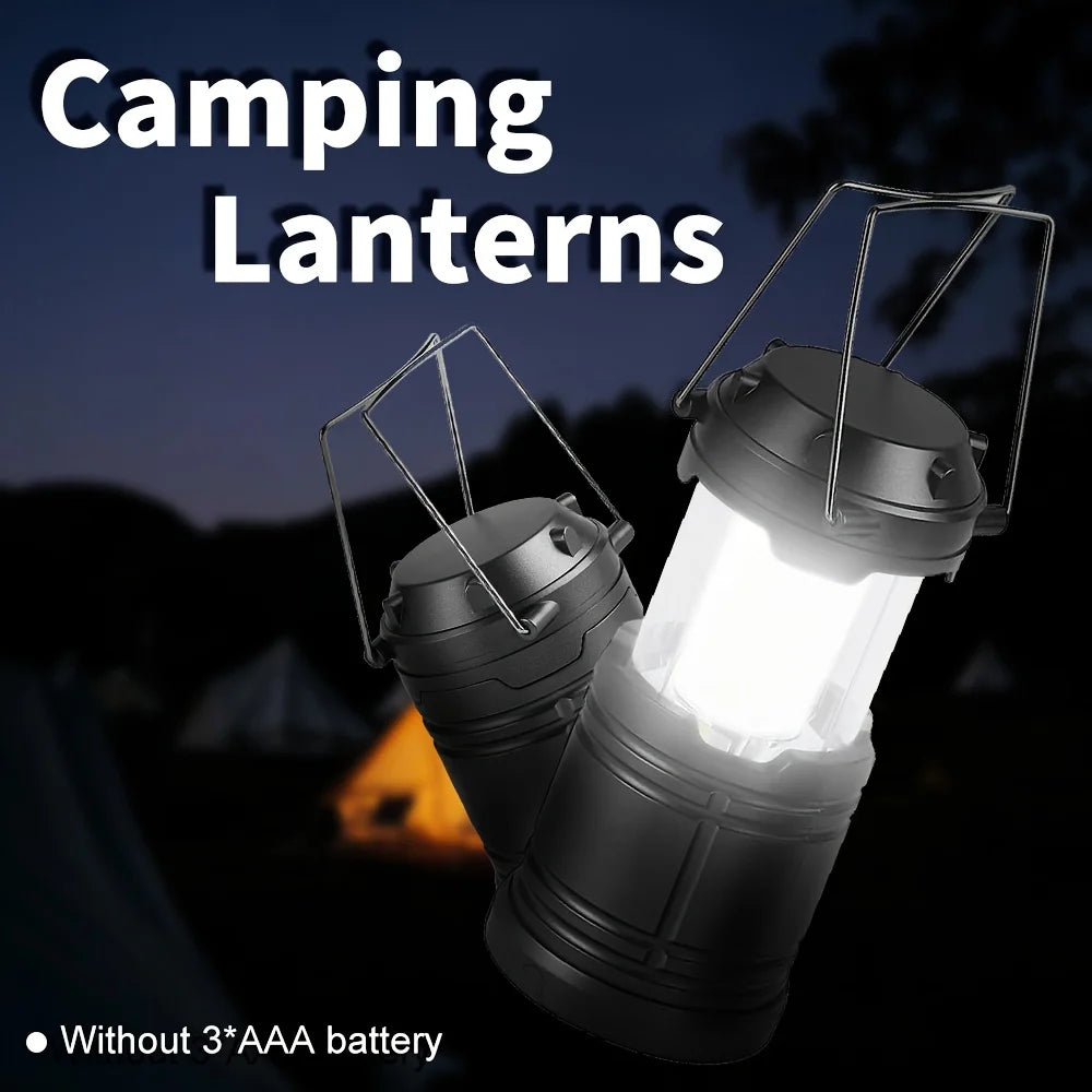 Portable Camping Lantern – 3×AAA Battery Powered LED Tent Light for Outdoor Hiking, Camping, Emergency & Home Use – Compact Fold