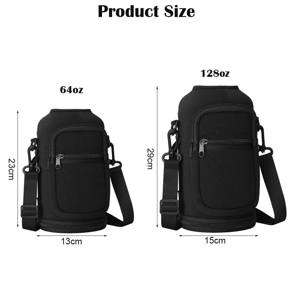 Portable Water Bottle Bag Large Capacity with Adjustable Shoulder Strap Cup Insulated Protective Cover for 64/128OZ Space Cup