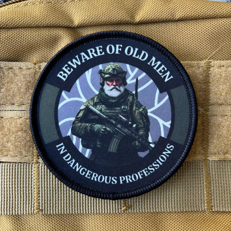 Army Beware of Old Men Tactical Patch Printing Patches Hook and Loop Soldier Morale Badge Military Armband Backpack Sticker