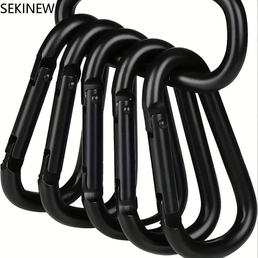 5Pcs Black Hiking Climbing Carabiner Quickdraws Camp Snap Clip Hook Keychain Keyring Camping Hiking Fishing Outdoor Accessories