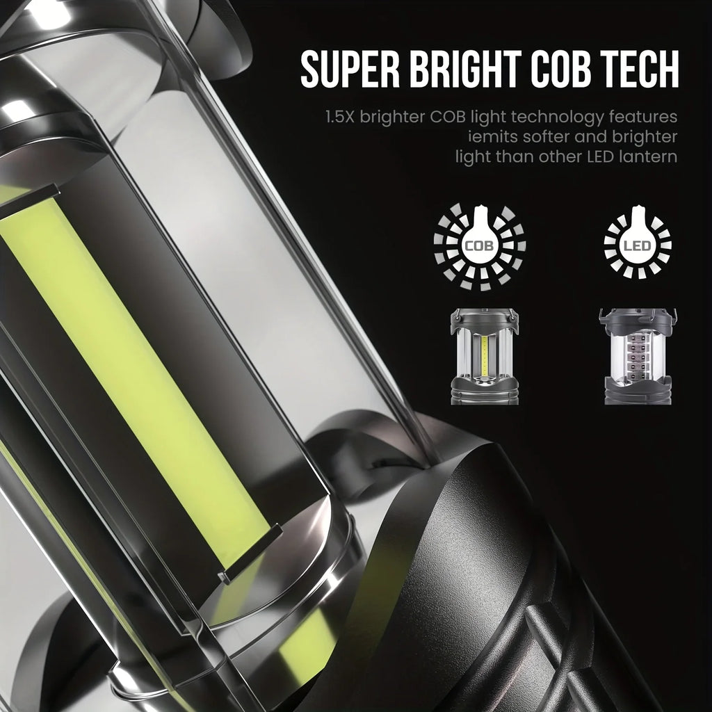 Portable Camping Lantern – 3×AAA Battery Powered LED Tent Light for Outdoor Hiking, Camping, Emergency & Home Use – Compact Fold