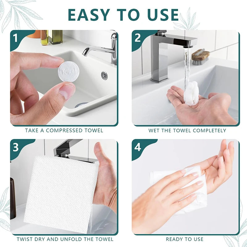 50pcs Camping Disposable Compressed Towel Travel Hotel Portable Face Wash Towel Absorbent Towel Tactical Camping Supplies