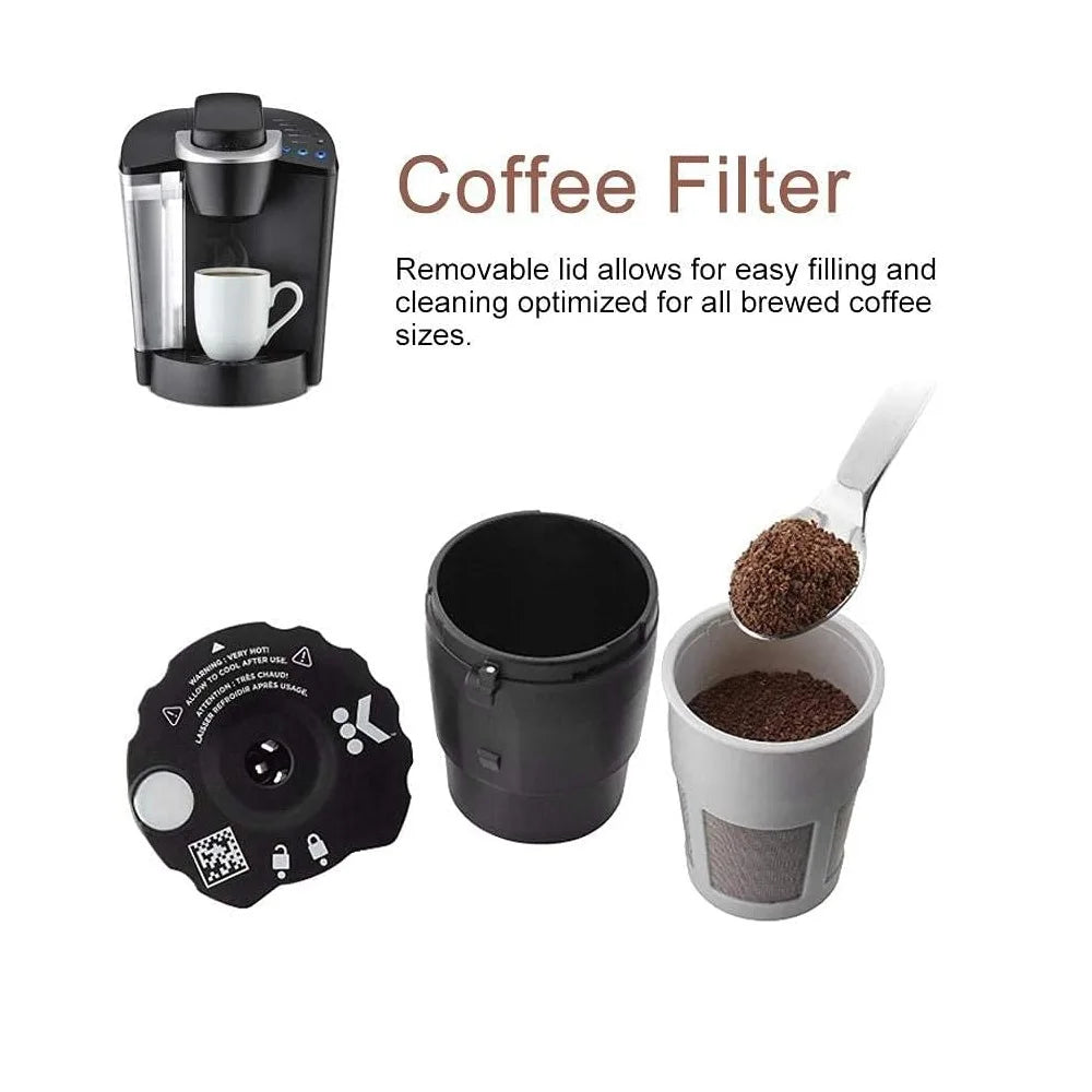 2 Pack Universal Reusable Coffee Filter Refillable Ground Coffee Filter Compatible with Keurig My K-Cup 2.0 Home Coffee Makers
