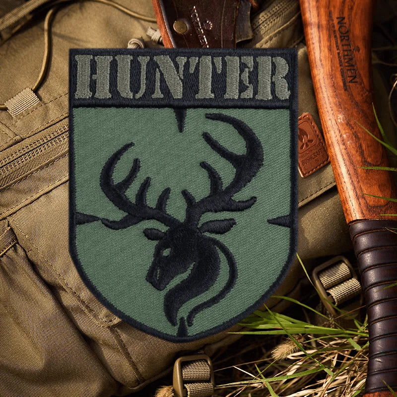 Hunter Deer Embroidery Patch Deer Head Antlers Hook and Loop Morale Badge Armband Backpack Hats Stickers Patches for Clothing