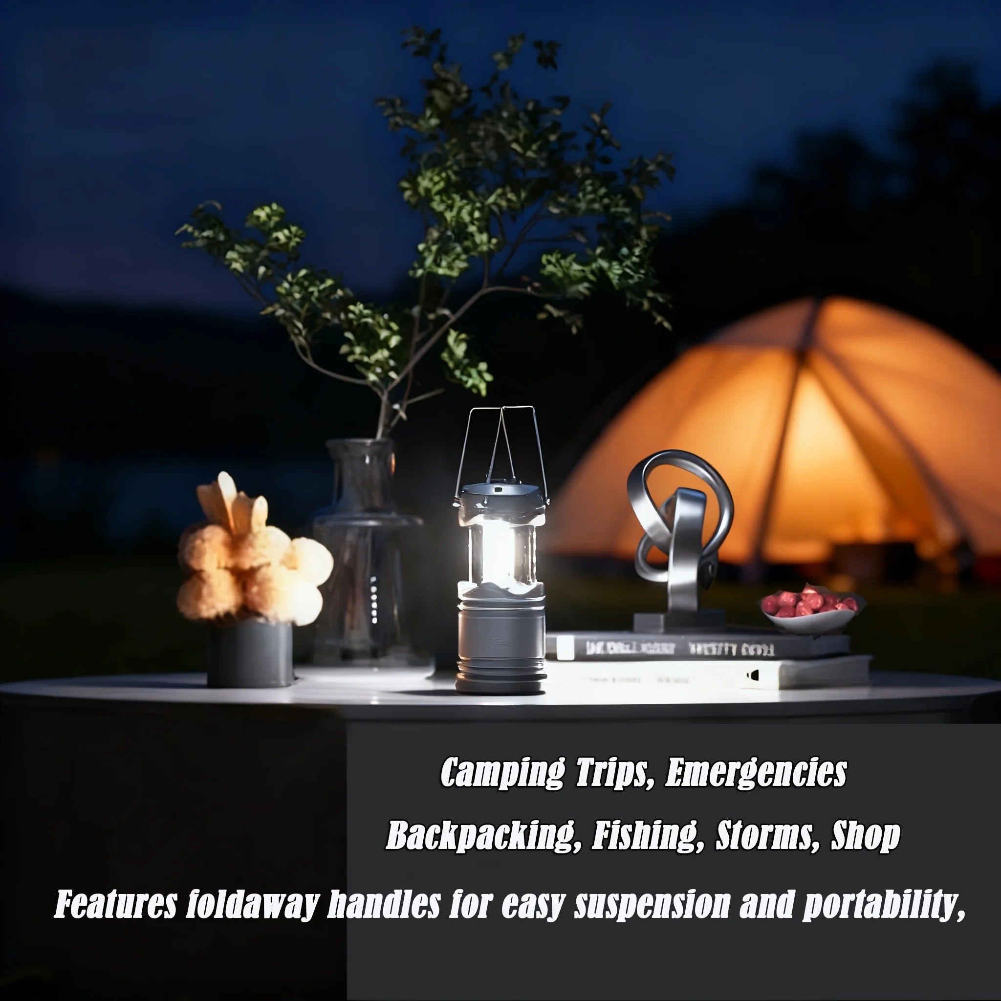 Portable Camping Lantern – 3×AAA Battery Powered LED Tent Light for Outdoor Hiking, Camping, Emergency & Home Use – Compact Fold