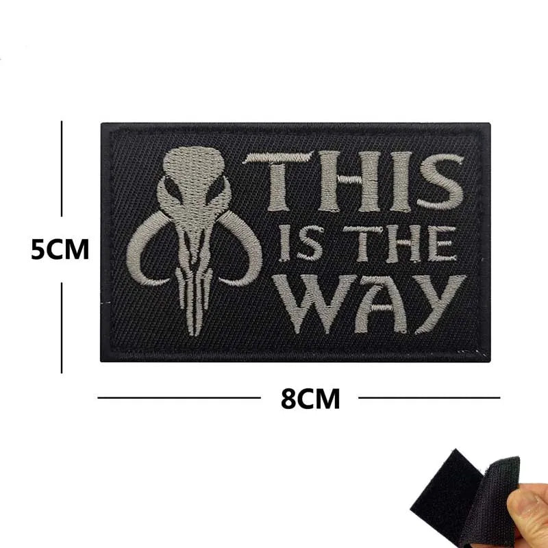 This Is The Way Art Patch Funny Mandalorian Tactical Badges Fabric Applique Embroidered Patch with Hook and Loop on Backpack