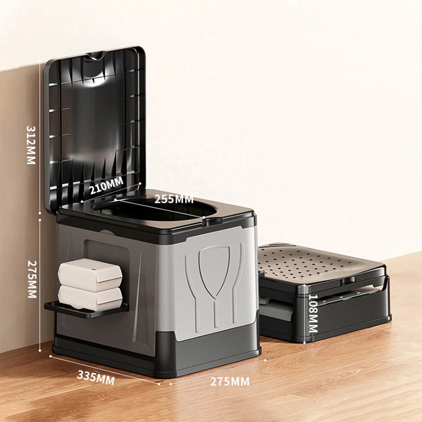 Camping Toilet, Portable Toilet for Adults, Portable Travel Folding Toilet with Lid and Paper Holder, Compact Potty for Car Camp