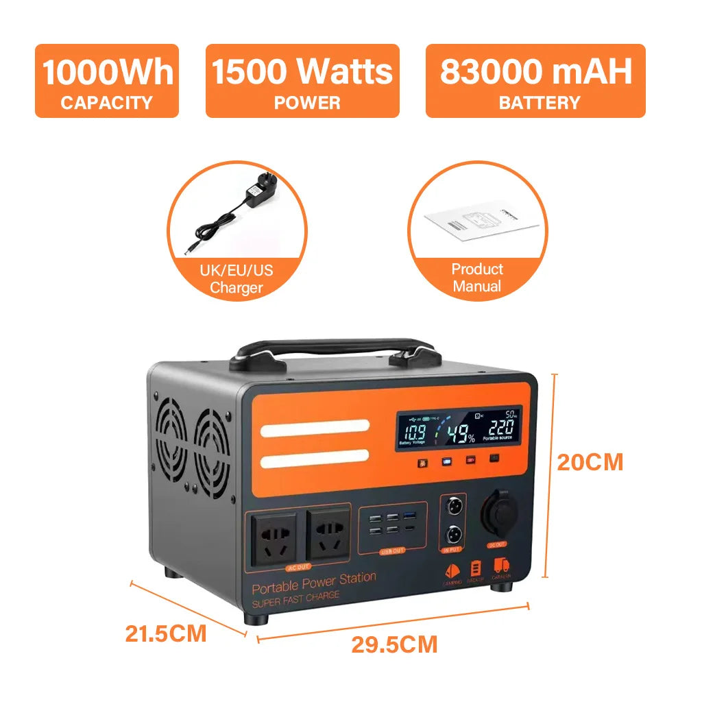 Portable Power Station 300/600/800/1000/1500/2500W Generator Storage Energy Power Bank For Camping Travel RV Home