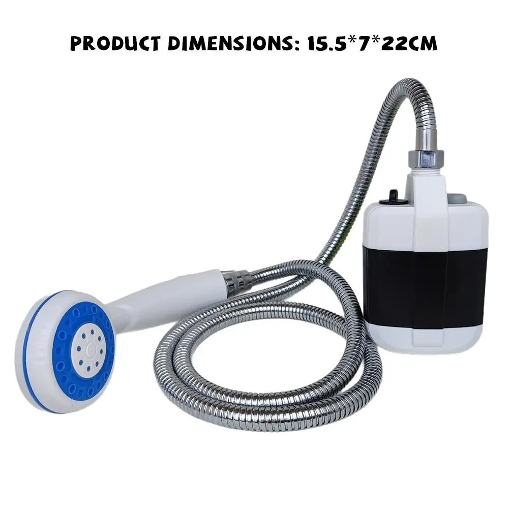 Portable Camping Shower USB Rechargeable Electric Pump Shower Head Outdoor Travel Car Washing Pet Cleaning Bathing Device
