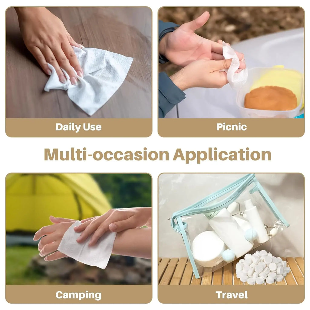 50pcs Camping Disposable Compressed Towel Travel Hotel Portable Face Wash Towel Absorbent Towel Tactical Camping Supplies