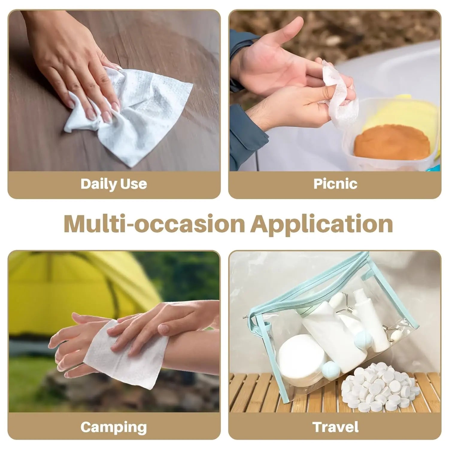 50pcs Camping Disposable Compressed Towel Travel Hotel Portable Face Wash Towel Absorbent Towel Tactical Camping Supplies