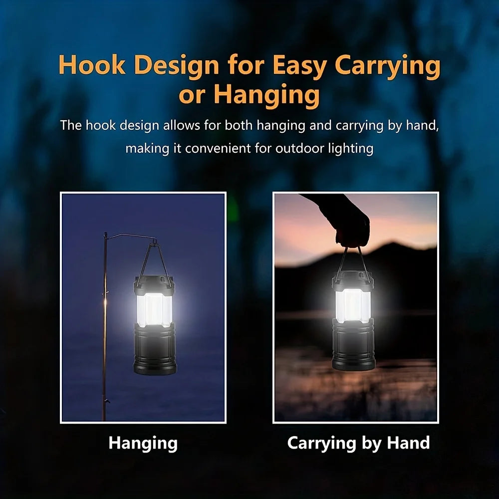 Portable Camping Lantern – 3×AAA Battery Powered LED Tent Light for Outdoor Hiking, Camping, Emergency & Home Use – Compact Fold