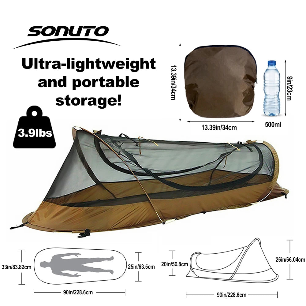 3s Instant Pop Up Mesh Tent 1kg Ultra Light Single Person Camping Tent Anti-Mosquito Net Portable Folding Outdoor Sleep Shelter