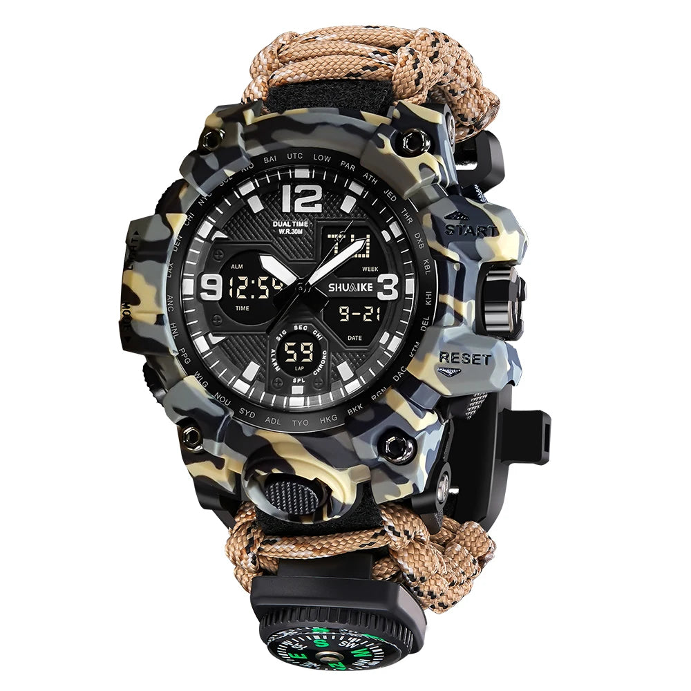Sport Watch Military Watch For Men Alarm Clock Stopwatch LED Digital Back Light Dual Time Display 827 Men's Watches Waterproof