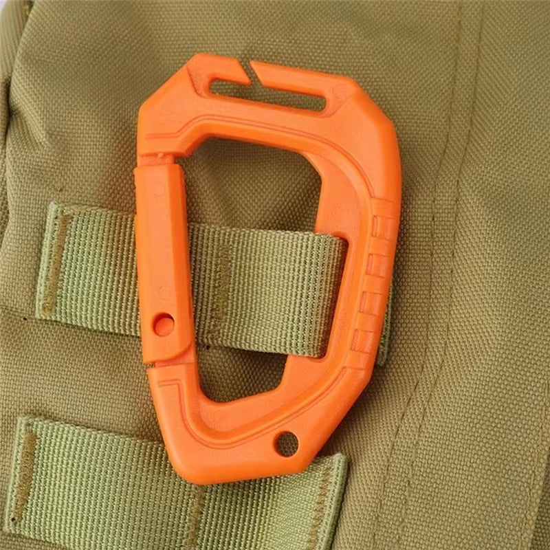 1PC Heavy-Duty D-Type Tactical MOLLE Quick-Release Hook Plastic Steel Hanging Buckle Clip for Outdoor Camping Hiking Backpacking