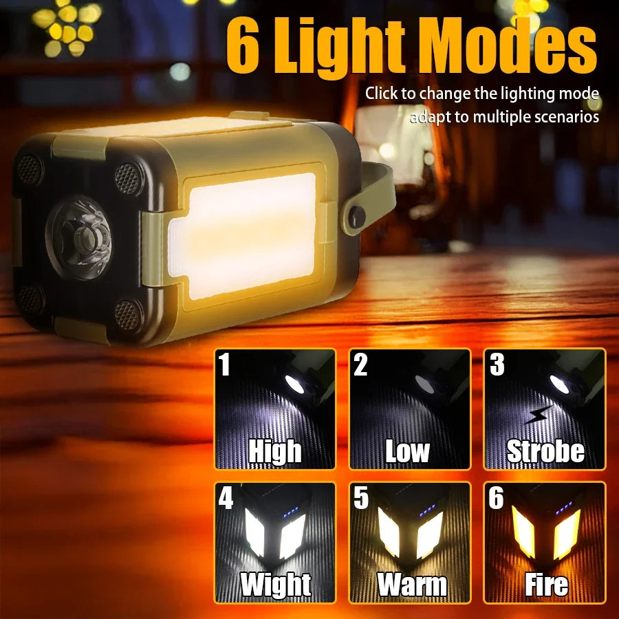 Solar Camping Light，USB/Solar Recharge Portable Lamp with 2000mAh Battery 6 Lighting Modes Outdoor Portable Hanging Tent Light