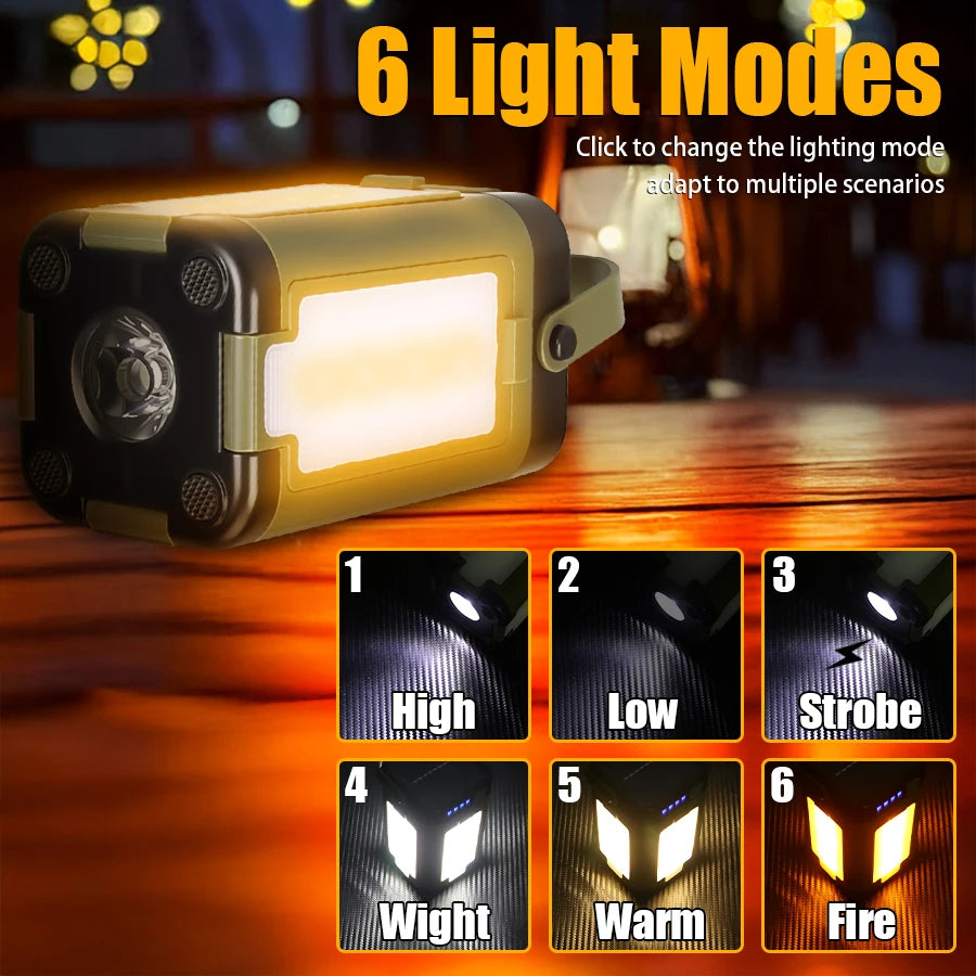 Solar Camping Light，USB/Solar Recharge Portable Lamp with 2000mAh Battery 6 Lighting Modes Outdoor Portable Hanging Tent Light