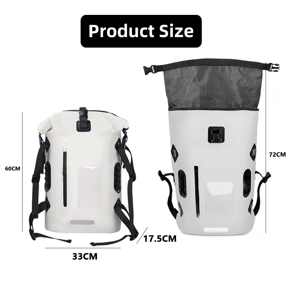 30L Waterproof Dry Bag Fishing Backpack Drift Swimming River Trekking Shoulder Bait Fishing Bucket Gear Diving Rafting Kayak Bag