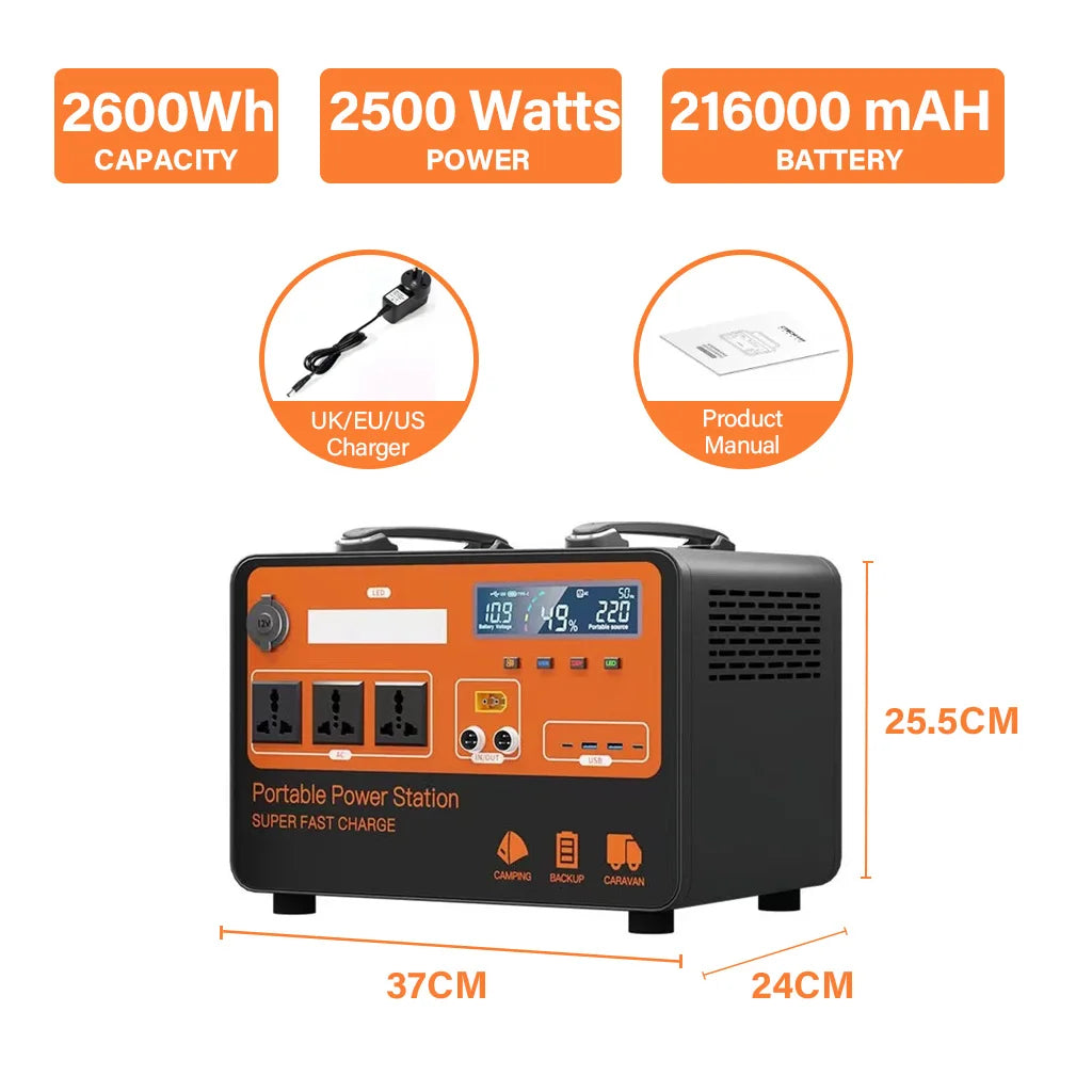 Portable Power Station 300/600/800/1000/1500/2500W Generator Storage Energy Power Bank For Camping Travel RV Home