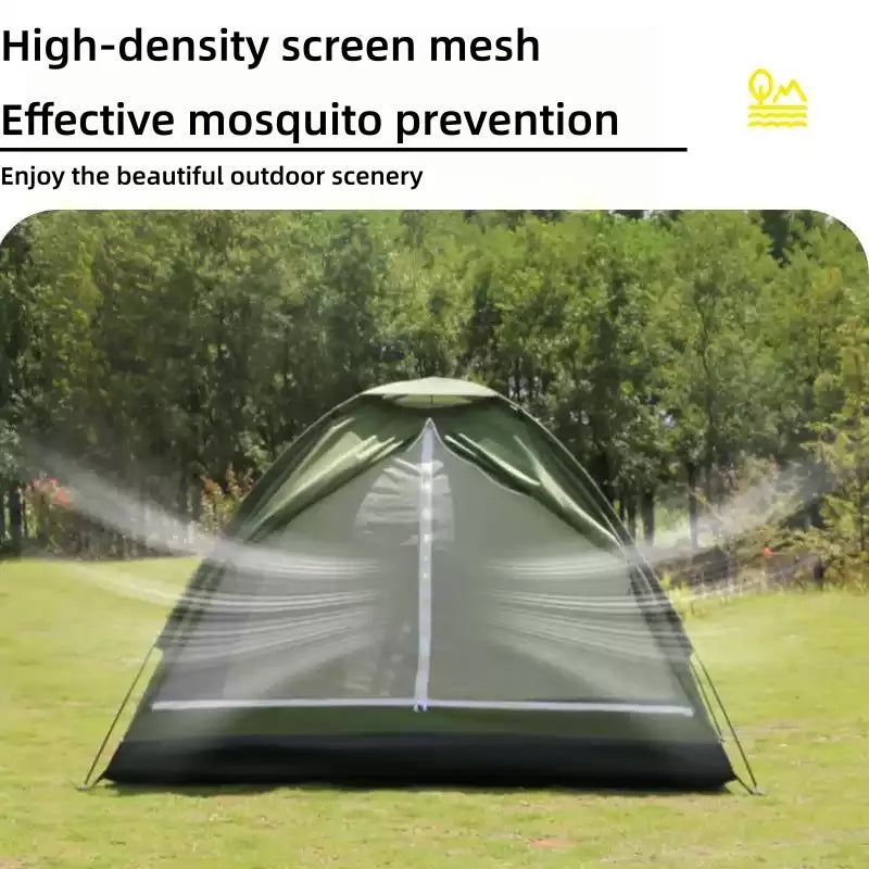 Ultralight tent for 2 persons – dual-layer door, sun shield. Essential camping equipment for outdoor hiking & adventure.
