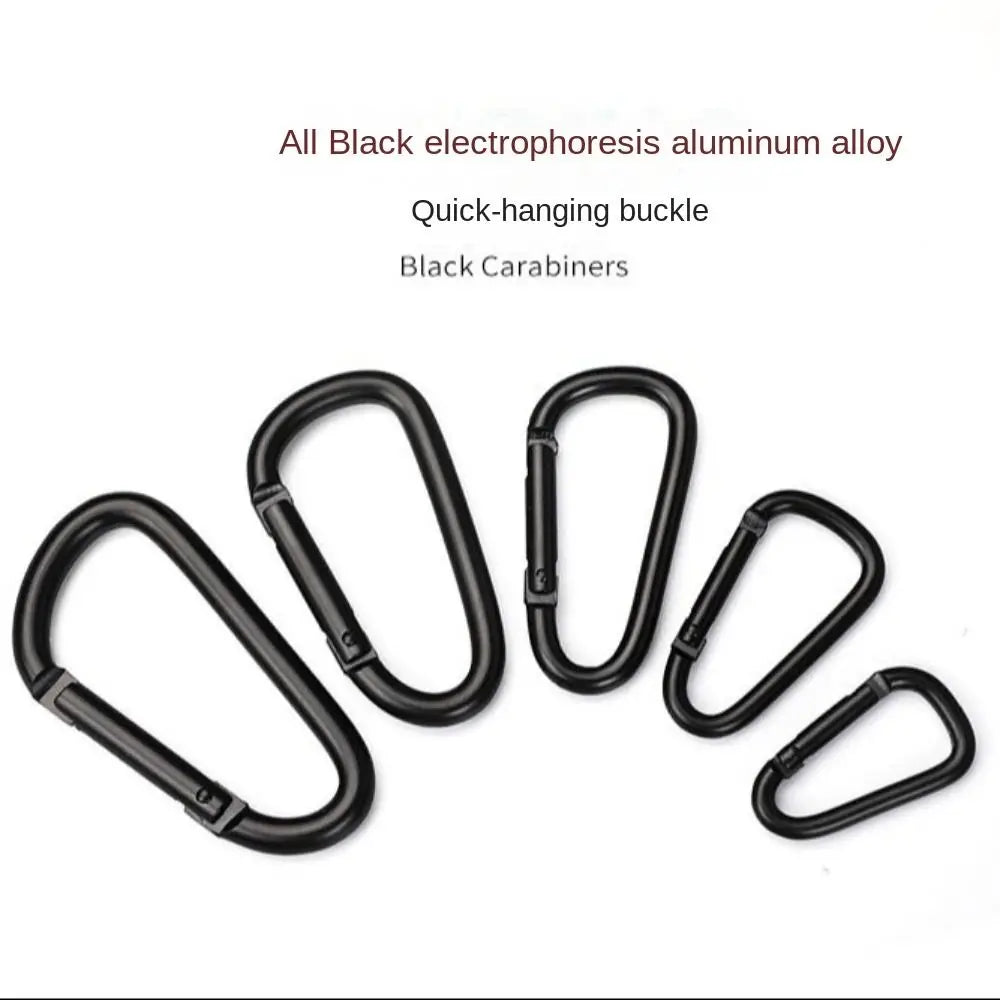 5Pcs Black Hiking Climbing Carabiner Quickdraws Camp Snap Clip Hook Keychain Keyring Camping Hiking Fishing Outdoor Accessories